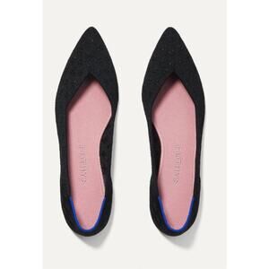 Rothy’s The Point Ballet Flats Black Pink Insole Size 8 Shimmer Clover Washable